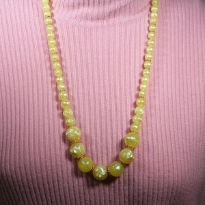 Vintage Lucite Yellow and Gold Statement Necklace
